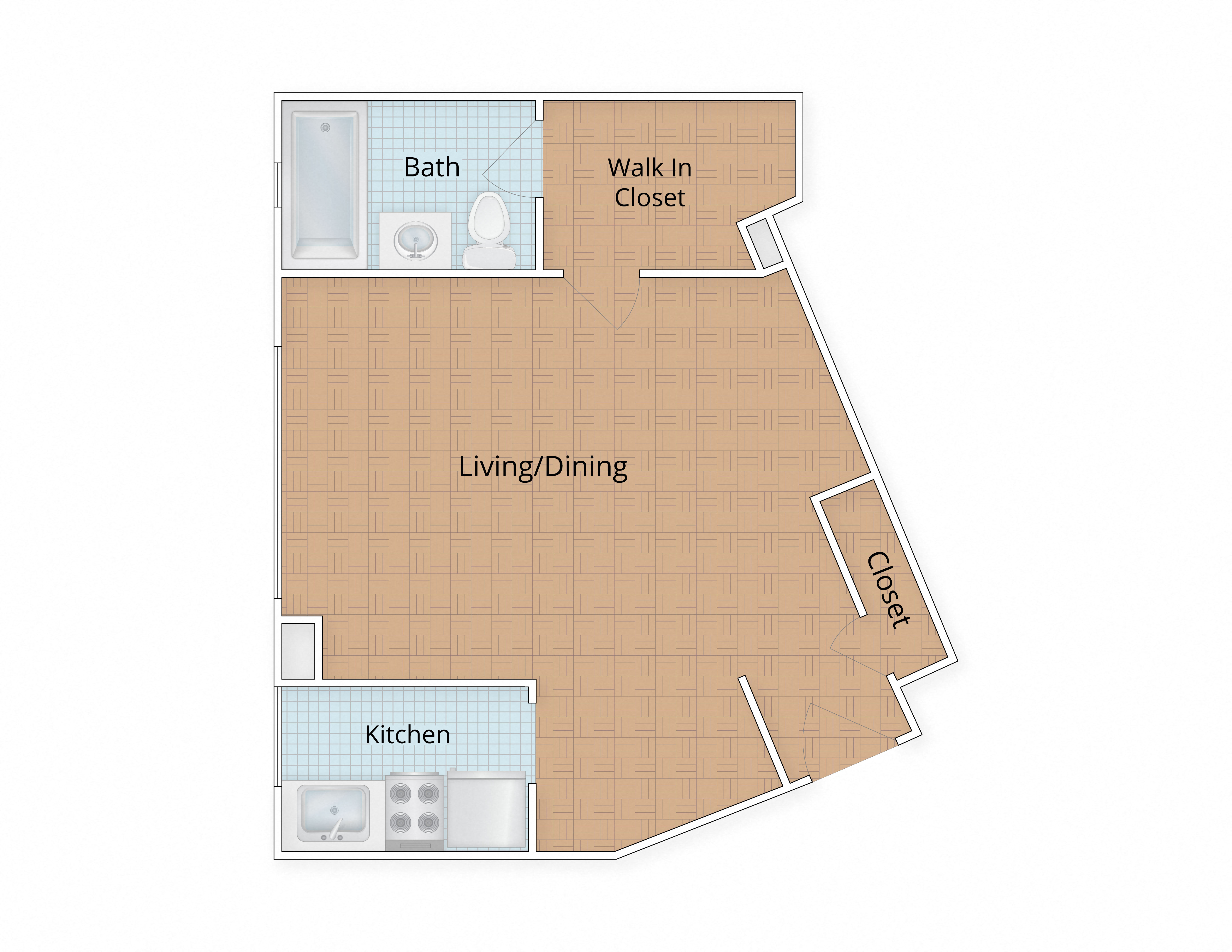 Studio Floor Plan at Diplomat Apartments Washington DC 20009